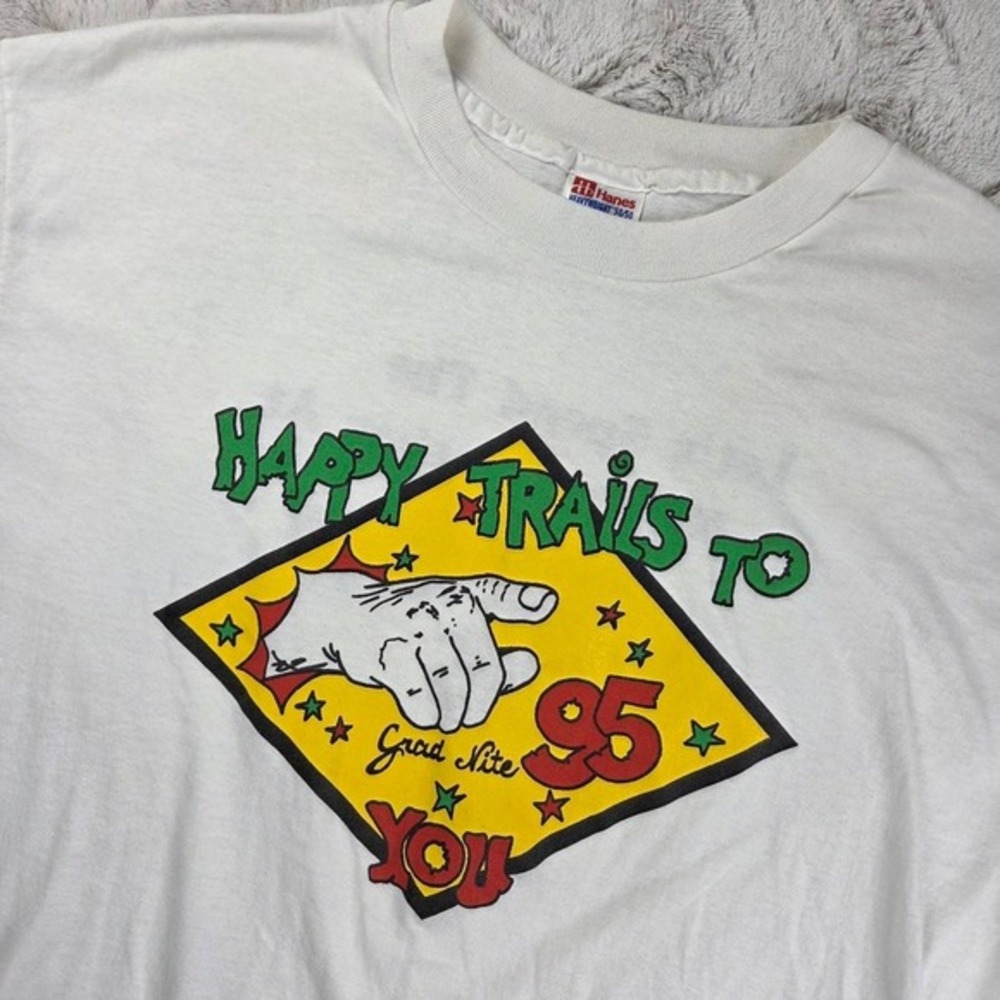 Vintage 1995 Grad Nite T-Shirt Hanes Heavyweight Single Stitch‎ White XL 90s